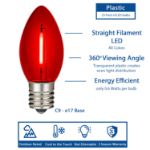 Red C9 LED Plastic Filament Replacement Bulbs 25 Pack 