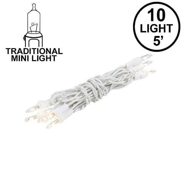 10 Light 5.5' White Wire Christmas Mini Lights