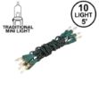 10 Light 5.5' Green Wire Christmas Mini Lights