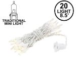 20 Light 6.5' Long White Wire Christmas Mini Lights
