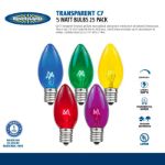 Teal Transparent C7 5 Watt Bulbs