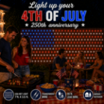 USA Flag LED Net Lights 84"x 42" Transparent Wire